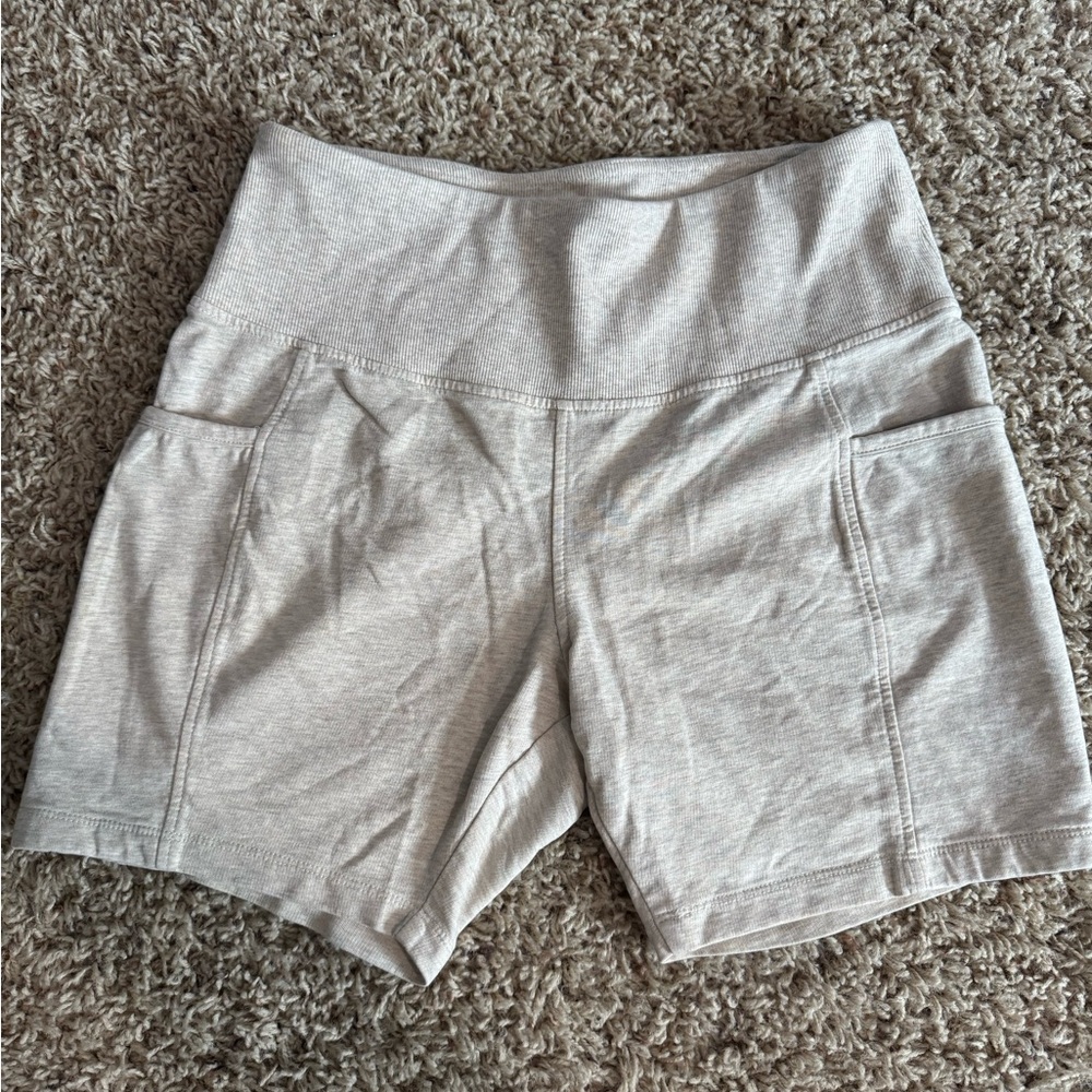 Free People Movement Tan High-Waisted Shorts